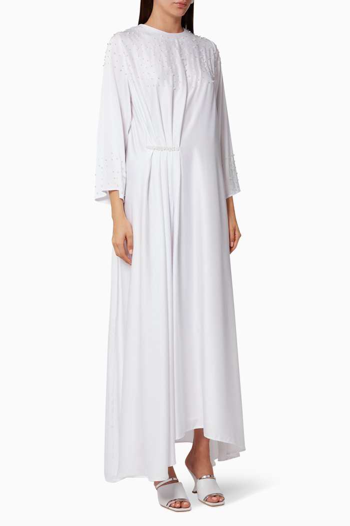 

Embroidered Silk Dress, White