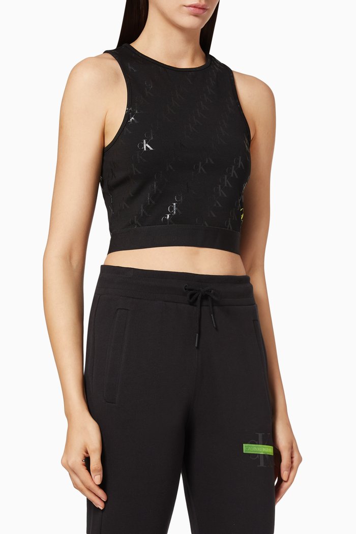 

Monogram Milano Jersey Cropped Tank Top, Black