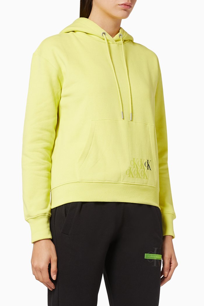 

CK Monogram Hooded Fleece Sweatshirt, Green