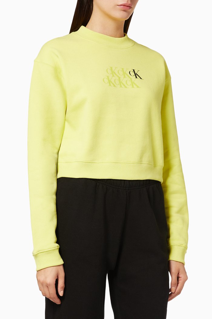 

CK Monogram Cropped Sweatshirt, Green