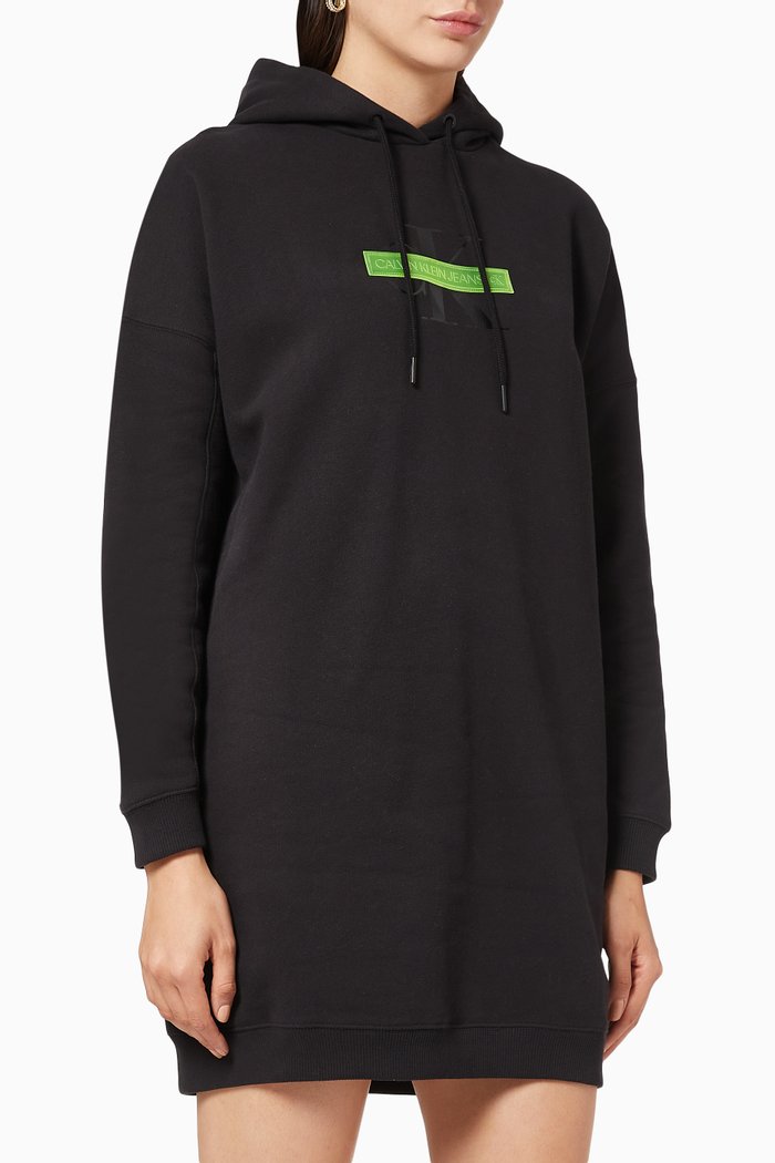 

CK Censored Hooded Sweatshirt Dress, Black