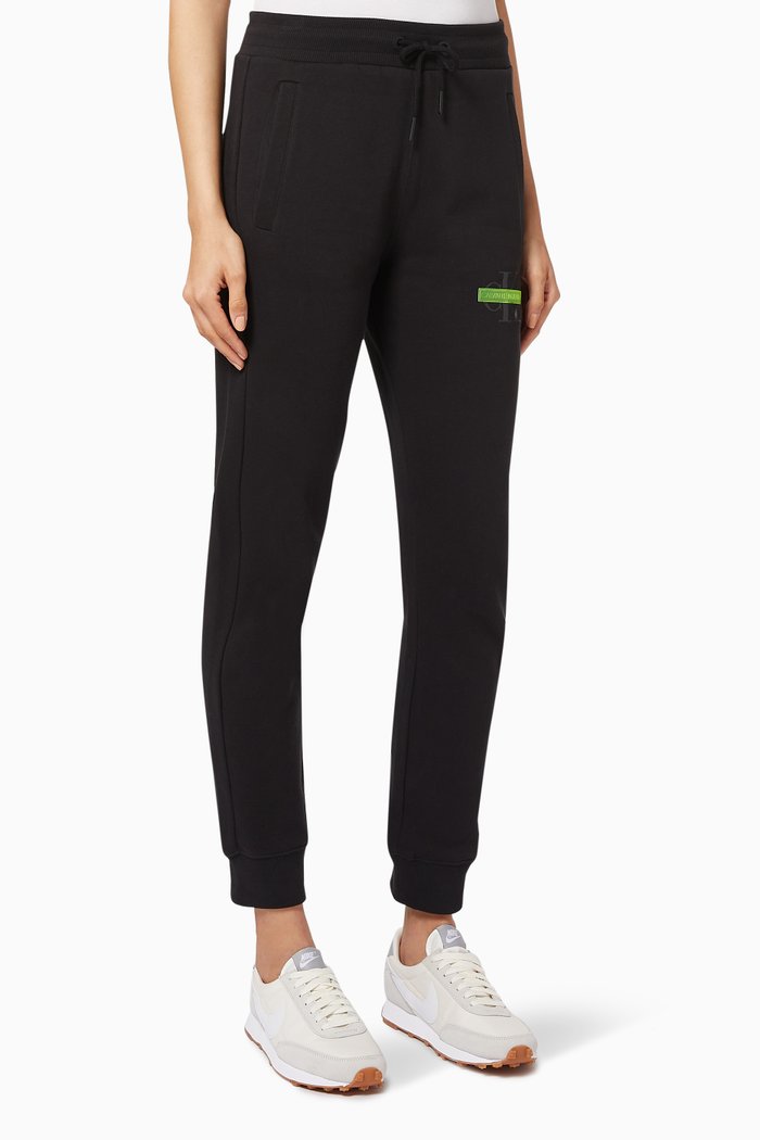 CK Badge Fleece Joggers, Black