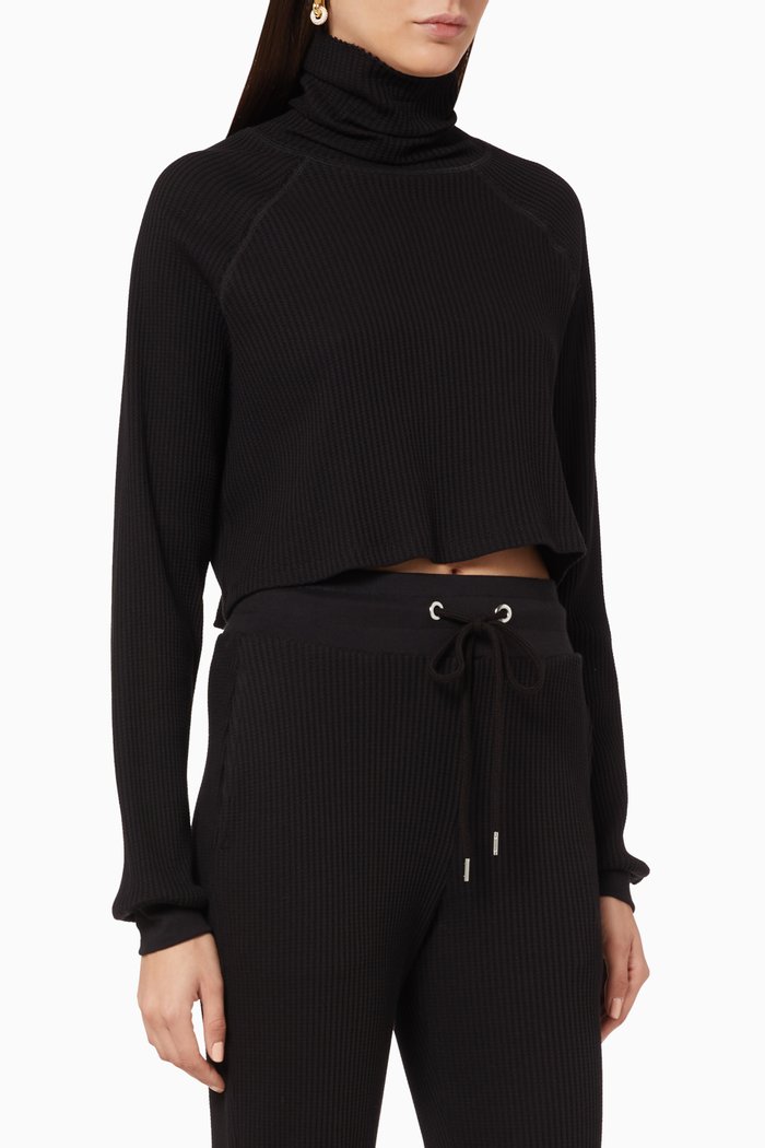 

Cropped Turtleneck Top, Black