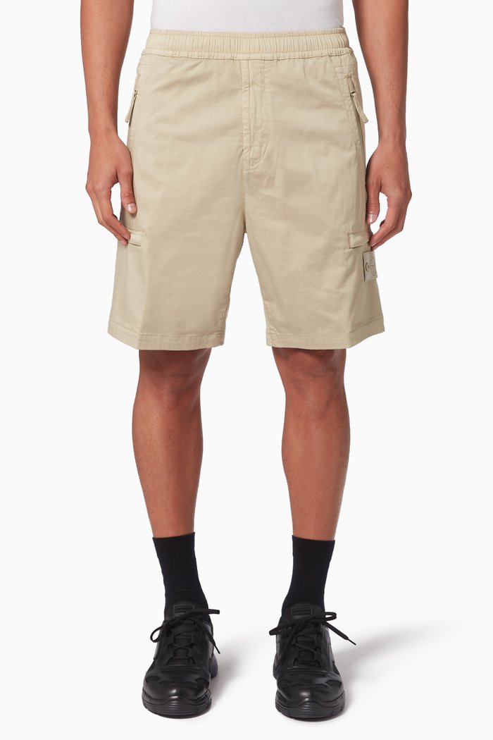

Ghost Piece Bermuda Shorts in Stretch Cotton Wool Satin, Neutral