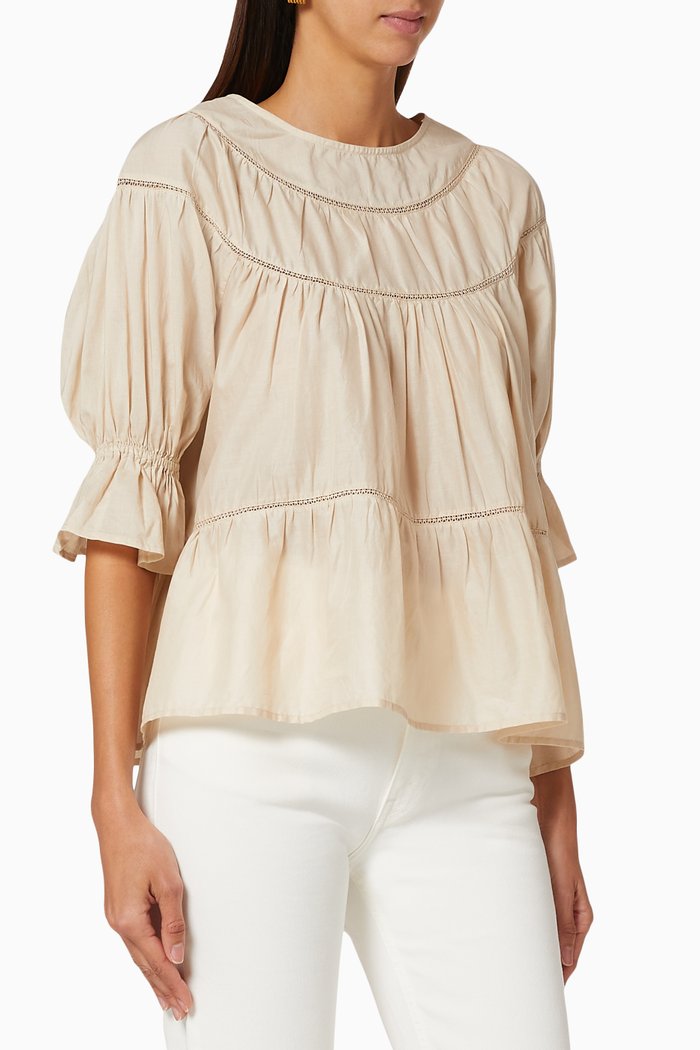 Sol Tiered Cotton Top, Neutral