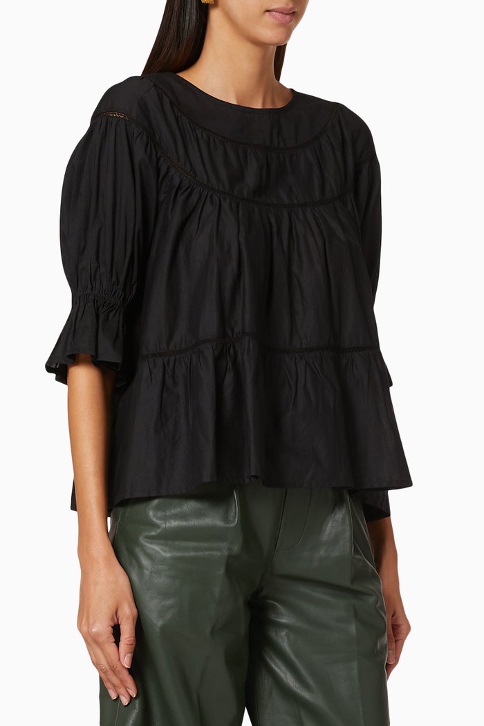 

Sol Tiered Cotton Top, Black