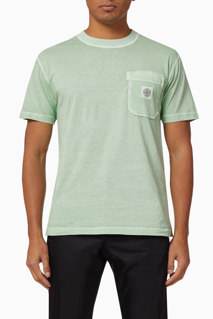 Compass Logo Cotton T-Shirt, Blue
