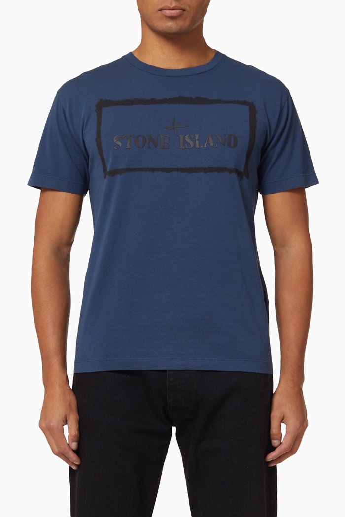 

Stencil One Cotton T-Shirt, Blue