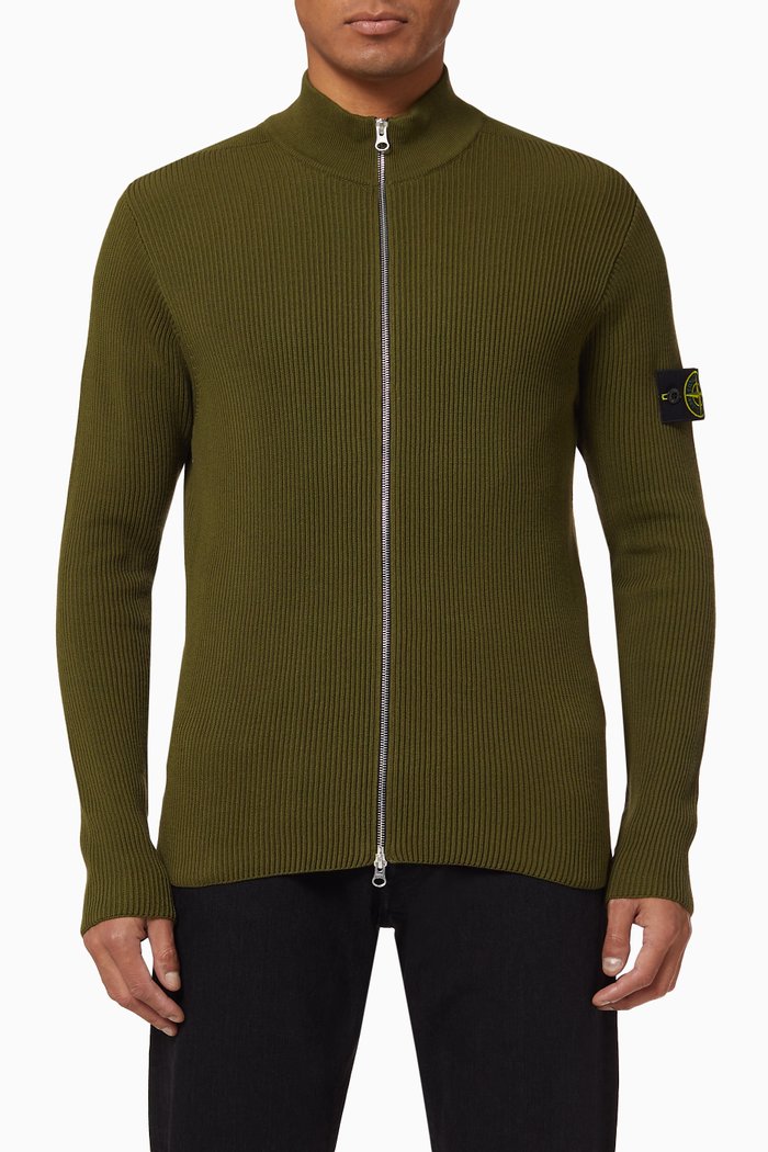 

Wool Knit Cardigan, Green