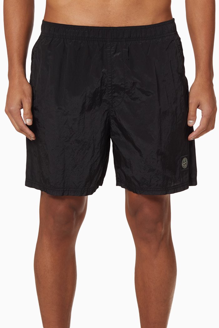 

Nylon Metal Swim Shorts, Black