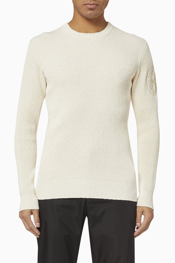 

Crewneck Knit Sweater, Neutral