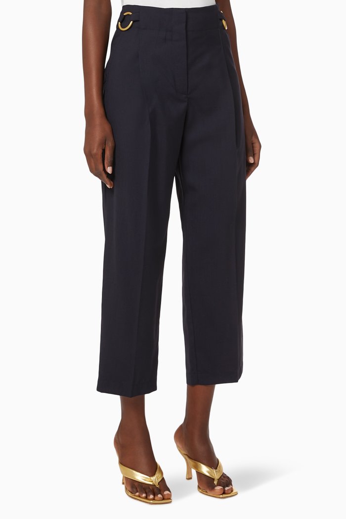 

Taryn Crepe Cropped Pants, Blue