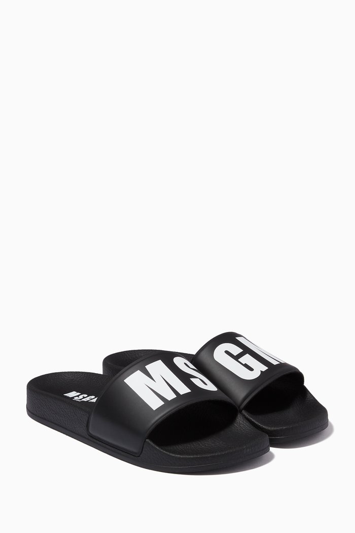 

MSGM Slides in Leather, Black