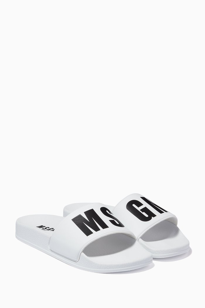 

MSGM Slides in Leather, White