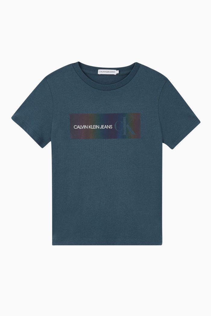 

Reflective Logo Organic Cotton T-Shirt, Blue