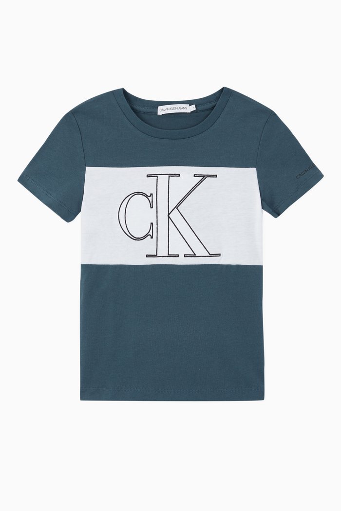 

Monogram Logo Cotton T-Shirt, Blue