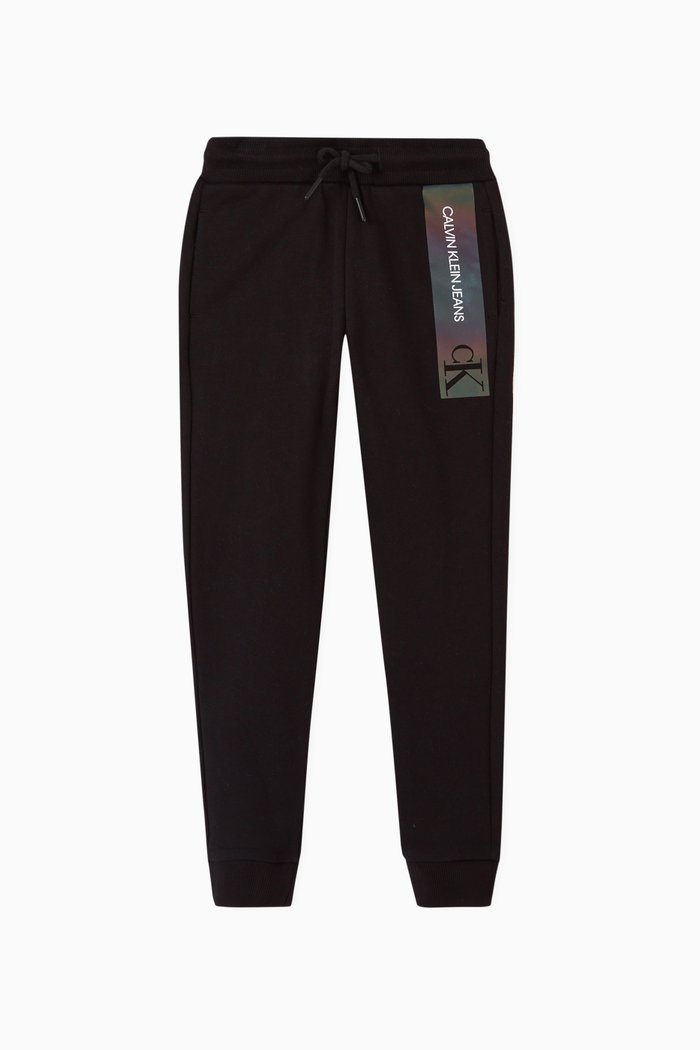 

Reflective Logo Organic Cotton Sweatpants, Black