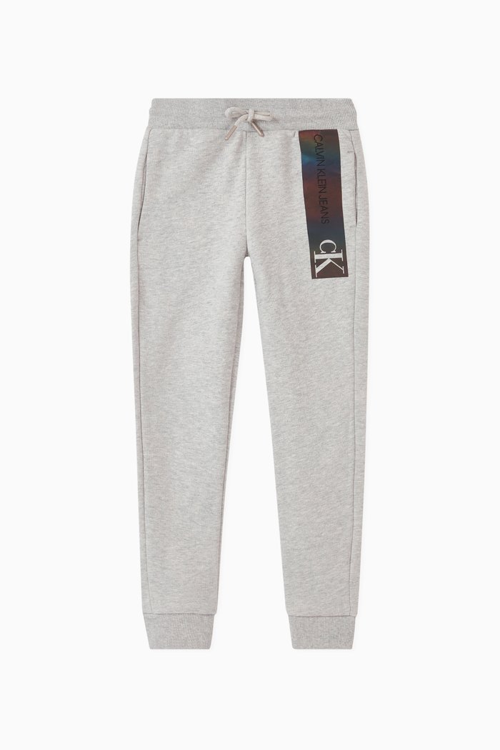 

Reflective Logo Organic Cotton Sweatpants, Grey