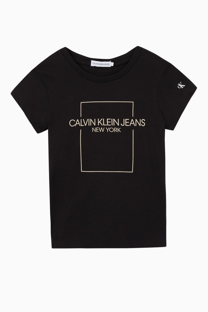 

Outline Logo Box Slim Cotton T-Shirt, Black