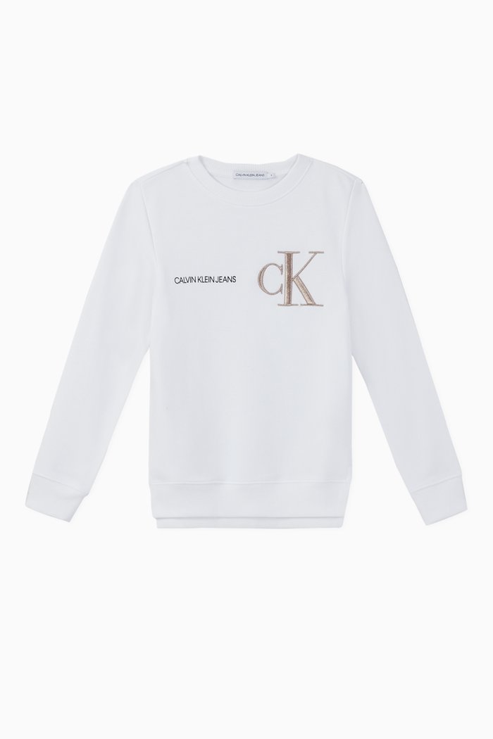Monogram Logo Jersey Sweatshirt, White