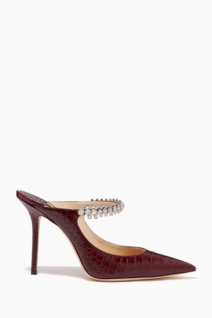 

Bing 100 Mules in Croc-Embossed Leather, Burgundy