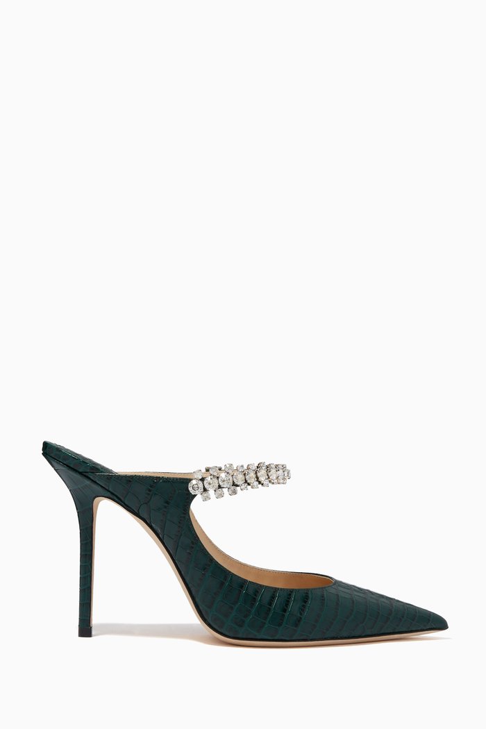 

Bing 100 Mules in Croc-Embossed Leather, Green