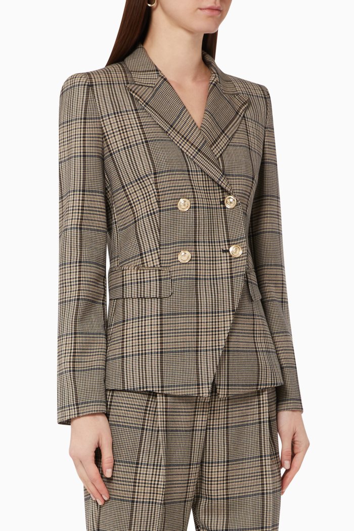 

Vivace Checkered Wool Blazer, Black