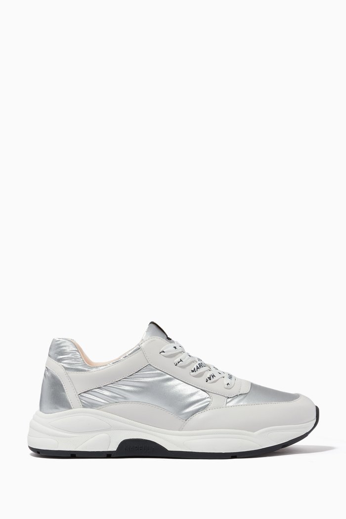 

Minerva Thindown Sneakers in Leather, Silver