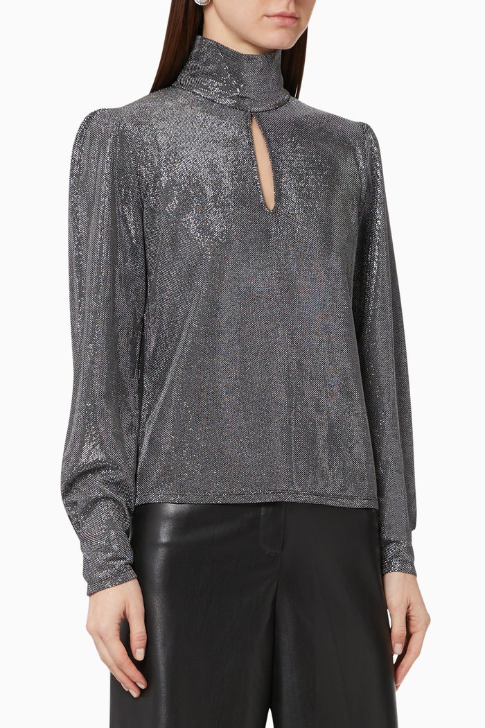 

Shimmery High Neck Top, Silver