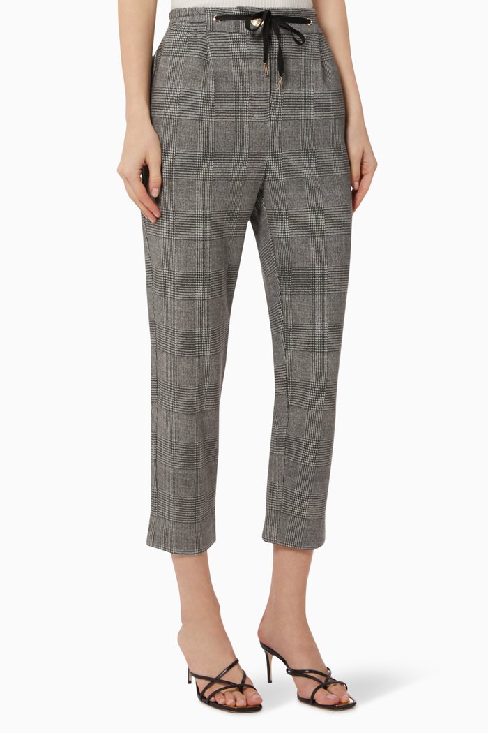 Zarina Checkered Pants, Black