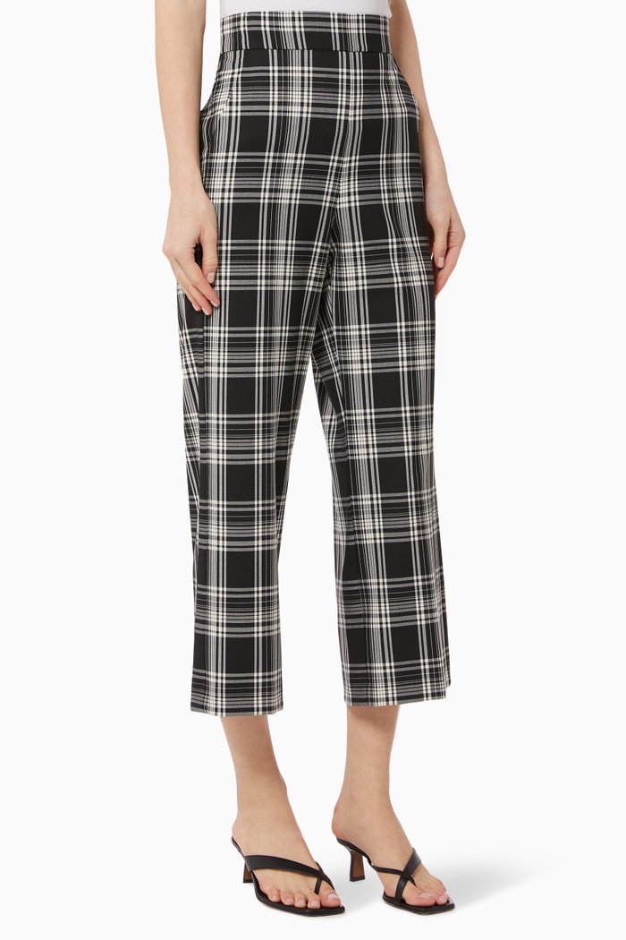

Checkered Cropped Pants, Black