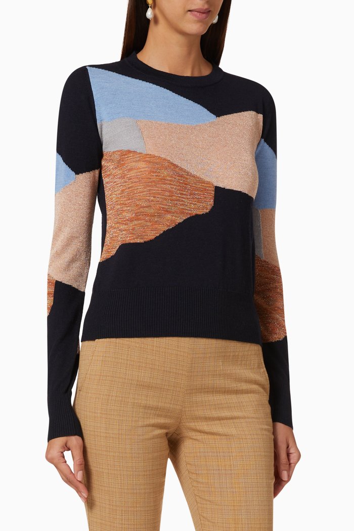 

Intarsia Wool Sweater, Blue