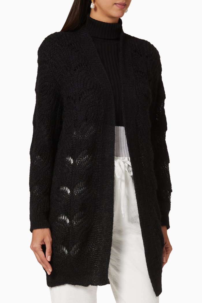 

Wool Longline Cardigan, Black