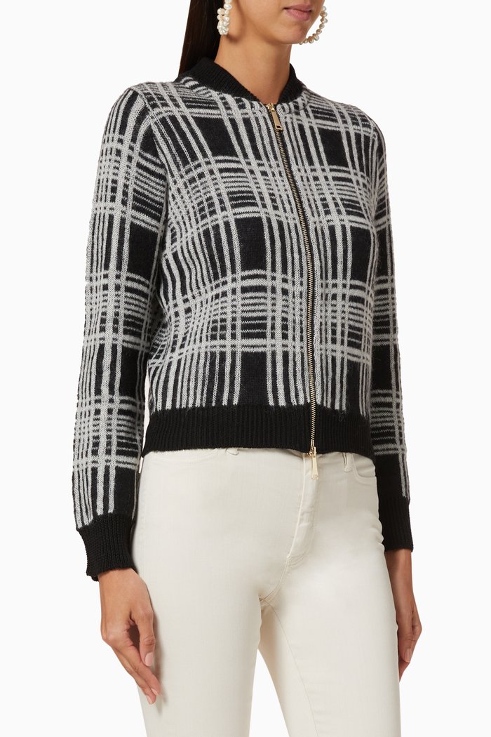 Knitted Check Jacket, Black