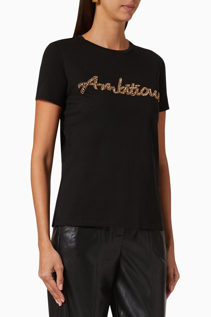 

Coccio Embroidered Jersey T-Shirt, Black