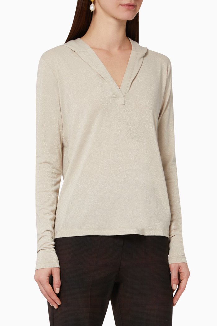 

Lurex Hooded Top, Gold