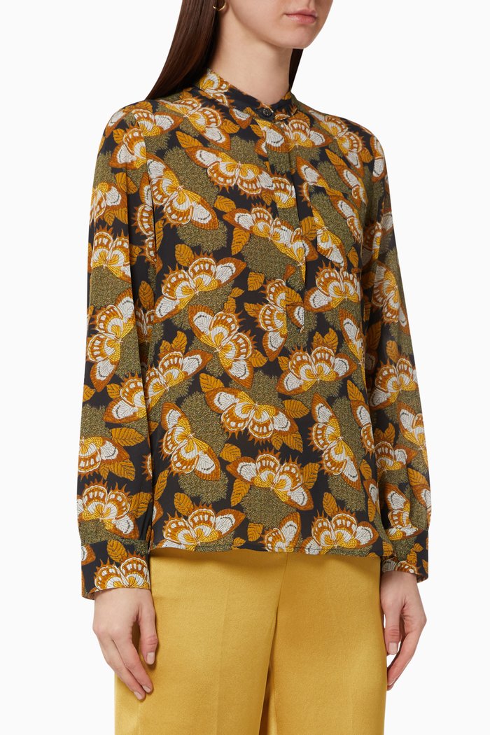 

Patterned Silk Blouse, Black