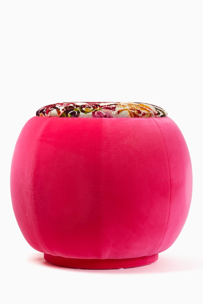 

Designer Cut Velvet Queen Pouf, Multicolour