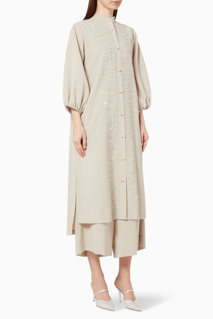 

Bead Embellished Shirt & Trousers Set, Grey