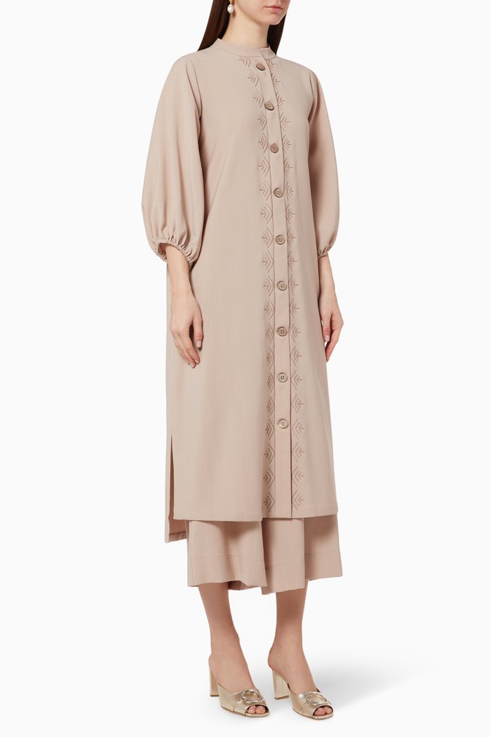 

Embroidered Shirt & Trousers Set, Pink