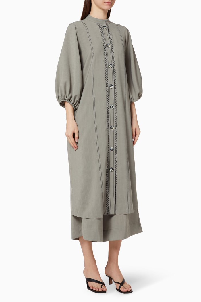

Embroidered Shirt & Trousers Set, Grey