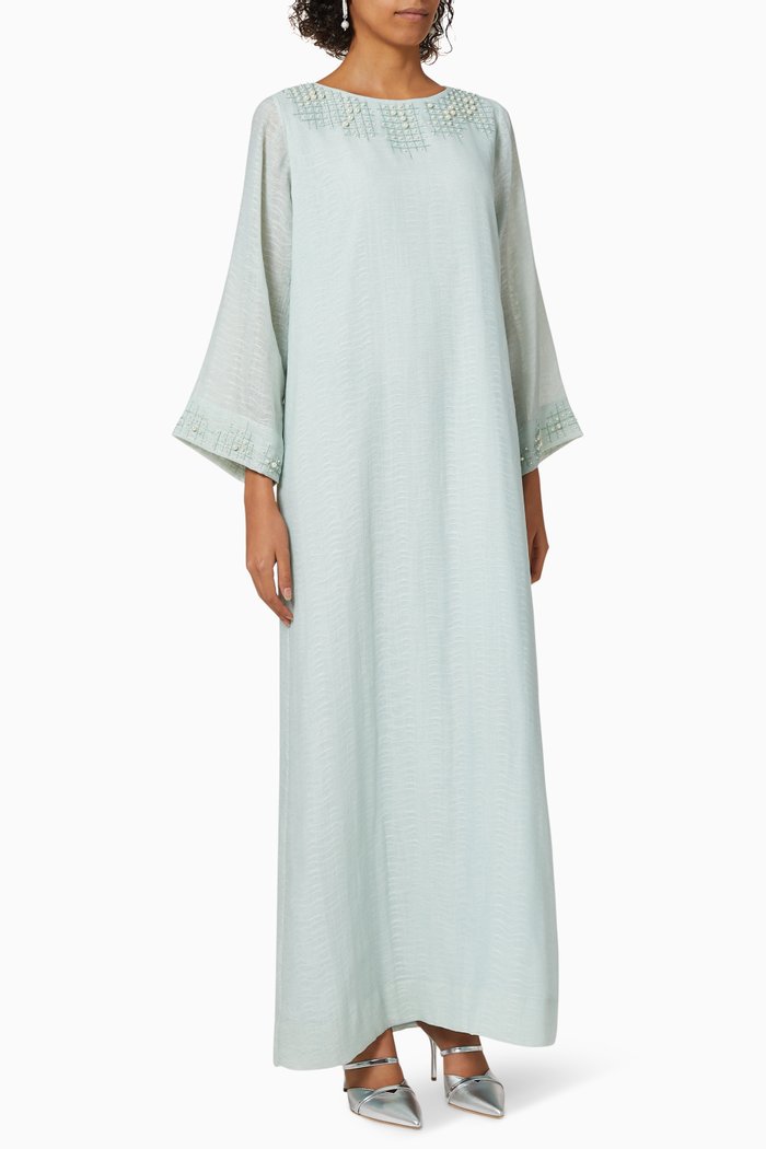 

Beaded Chiffon Dress, Blue