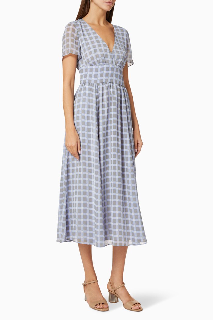 

Check Chiffon A-Line Dress, Blue