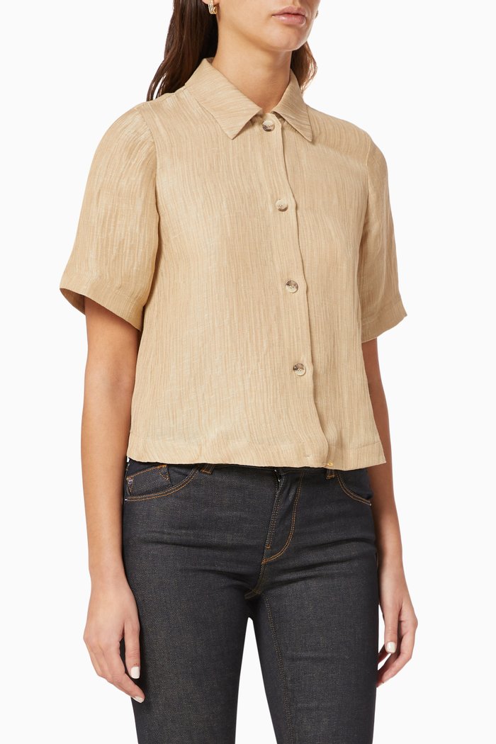 

Seersucker Linen Shirt, Neutral