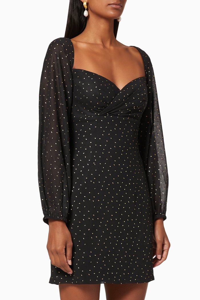 

Jane Metallic Embroidered Dress, Black