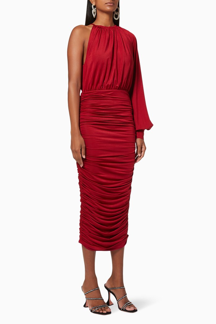 Monet Ruched Dress, Burgundy