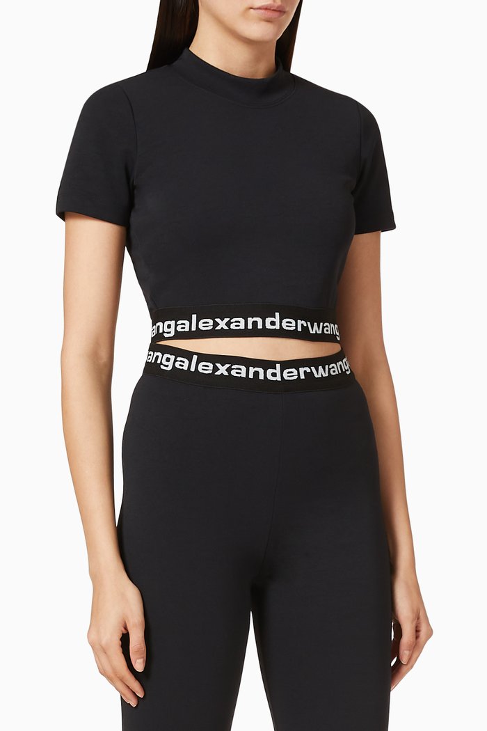 

Logo Elastic Crop Top, Black