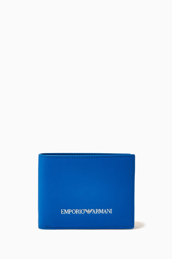 

Saffiano Print Wallet in Renegrated Leather, Blue