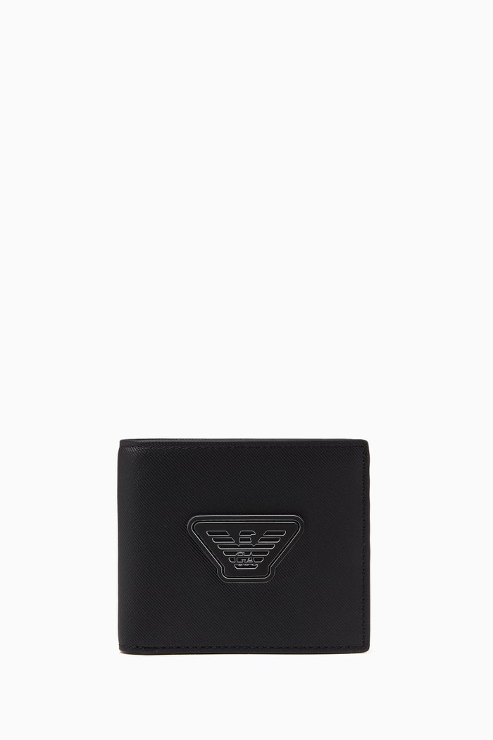 

EA Eagle Plaque Wallet in Eco Leather, Black