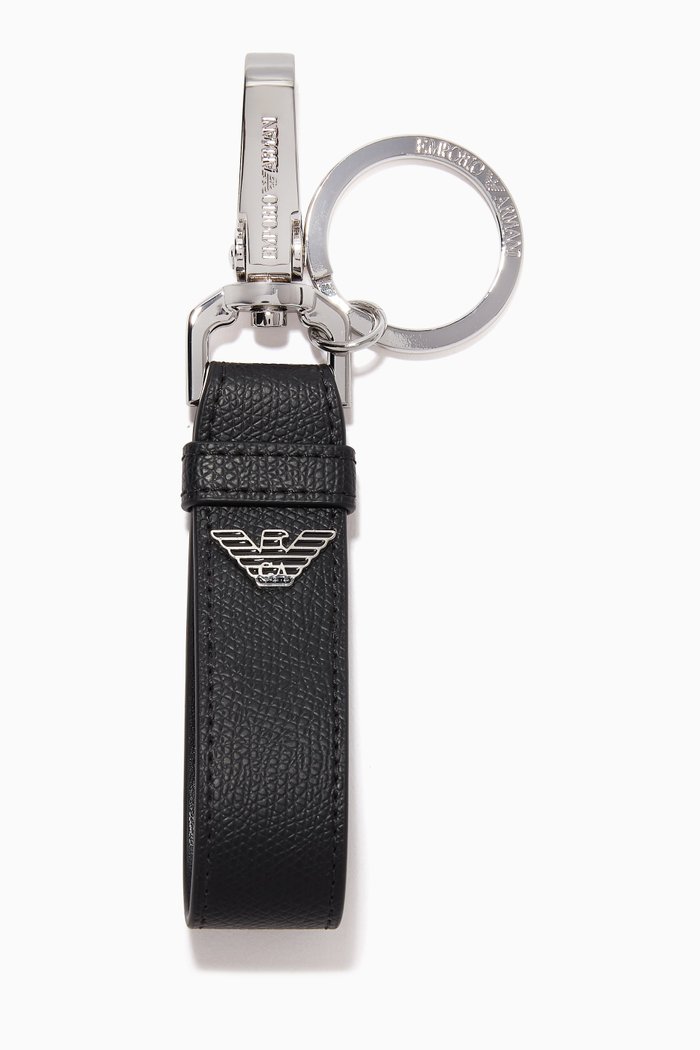 

EA Eagle Keyring in Eco Leather, Black